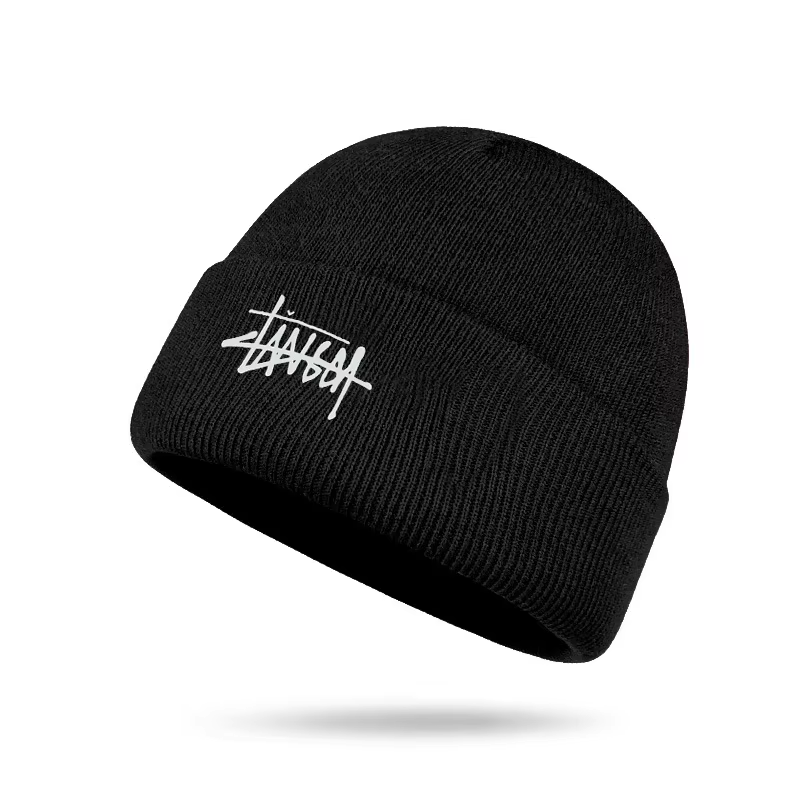 Custom Puff Logo Winter Skull Cap 100% Acrylic Designer Beanie Hats High Hip Hop Warm Knitted Appropriate Digital